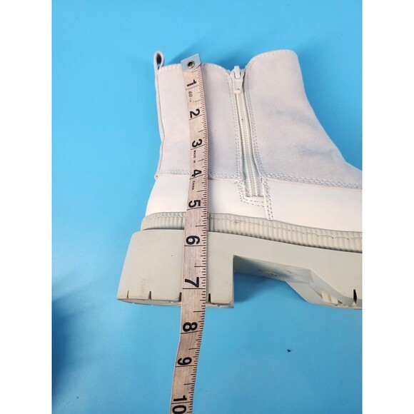 Womens Chunky Boot Sz 7 Winter Duck Boot Cream Zipped - Picture 9 of 10